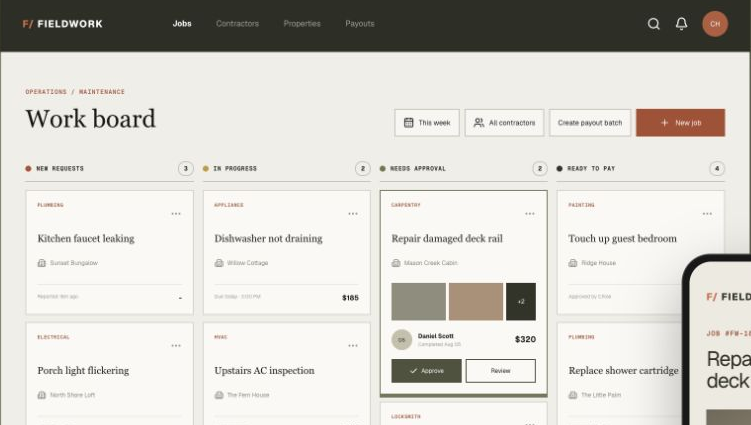 Contractor jobs interface preview